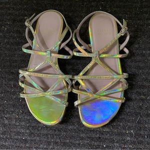 Strappy Gold Holographic Sandals